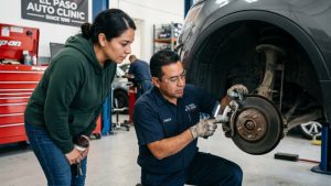 Mechanic repairing unsafe vehicle issues with help from a loan for car repairs